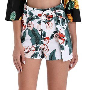 Bargoos High Waist Floral Wrap Skort Short Size L